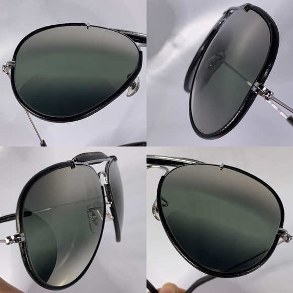 Vintage B&L Ray Ban 62mm Black Leather DGM Mirror Aviator Sunglasses - Picture 16 of 16
